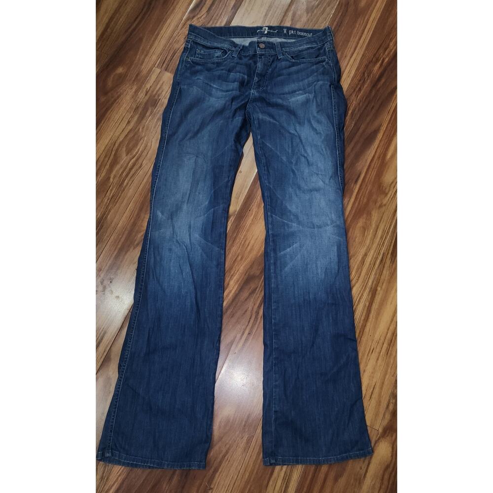 Women's 7 For All Mankind A Pocket Bootcut Denim Jeans Size 32 Cotton & Spandex
